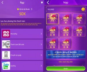 Hình ảnh nạp trong game 7Clubs